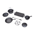 7-Piece Camping Cast Iron Cookware Set with Box